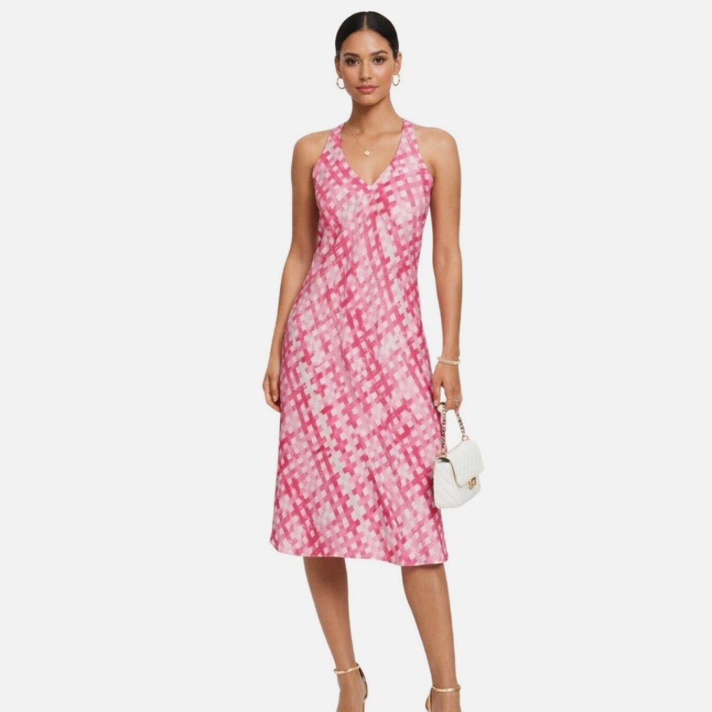 Chloe Kristyn Size M Pink Gingham Slip Dress